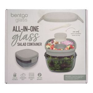 Khaki Green - Bentgo All-in-One Tinted Glass 61oz Salad Container, Five-Piece Se